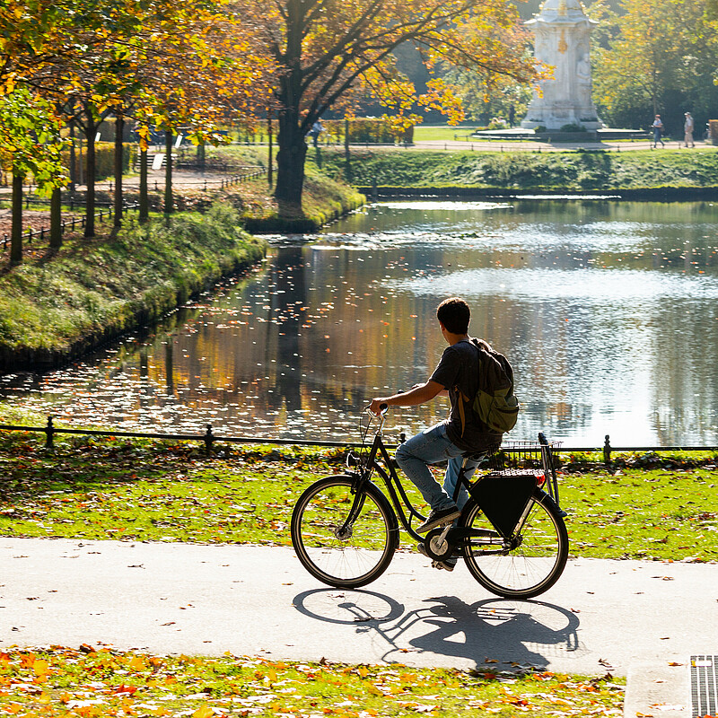 Riding a pushbike in a Berlin park