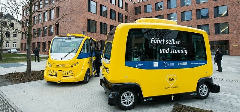 Autonomous minibuses at Charité Campus 