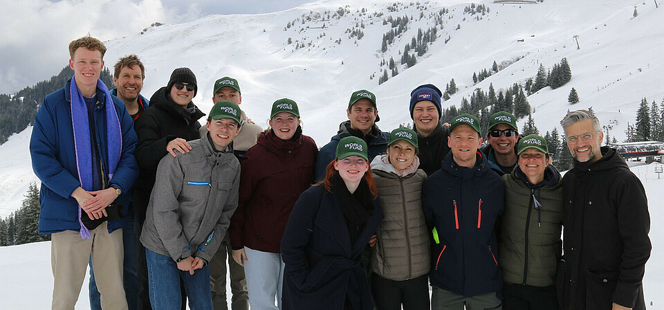 The team from World Fund outside in the snow