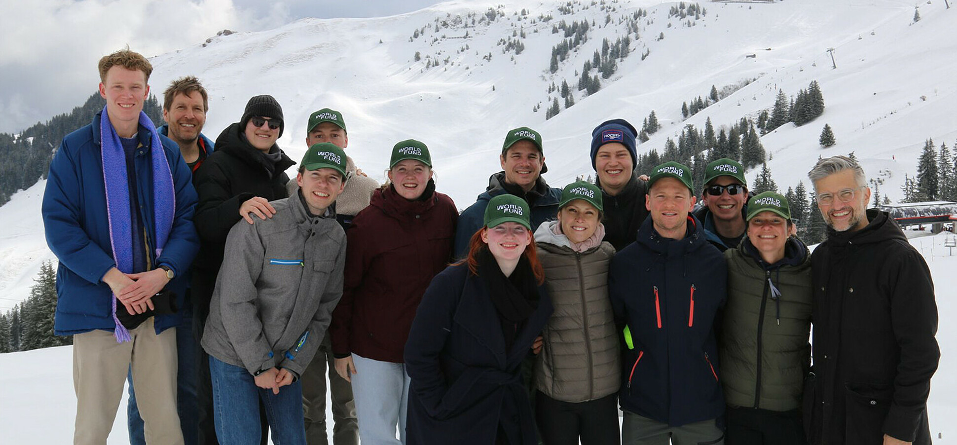 The team from World Fund outside in the snow