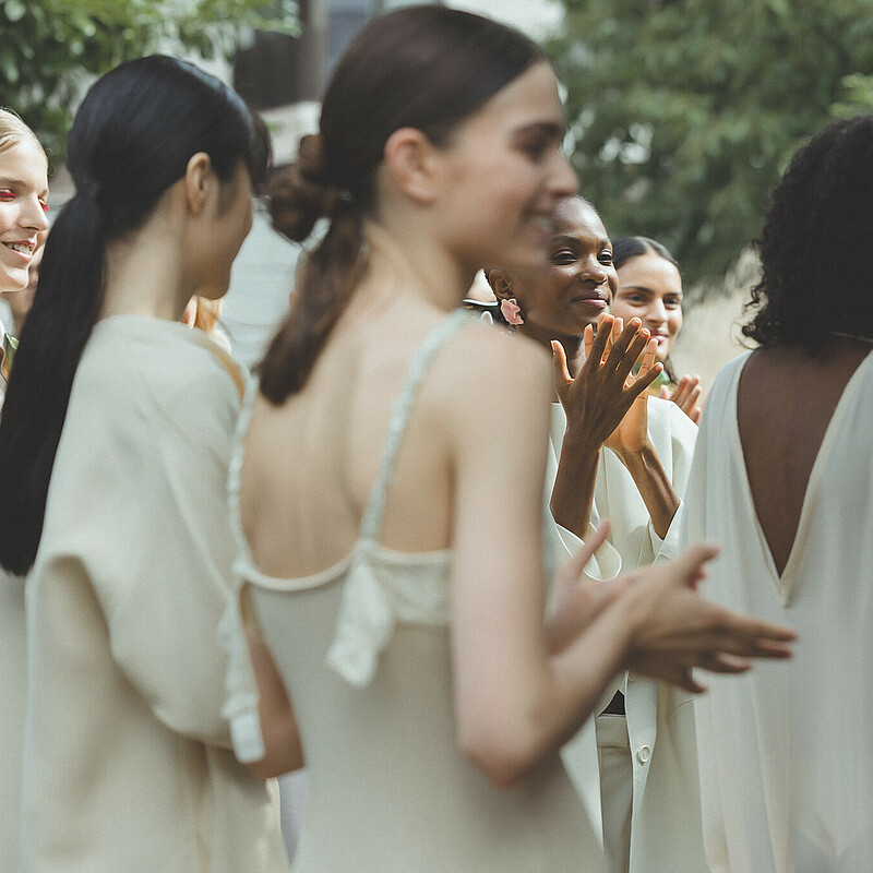 Waiting to taxi – models ready for the runway at Berlin Fashion Week