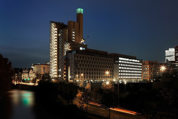 Pfizer headquarter Germany, Berlin by night 