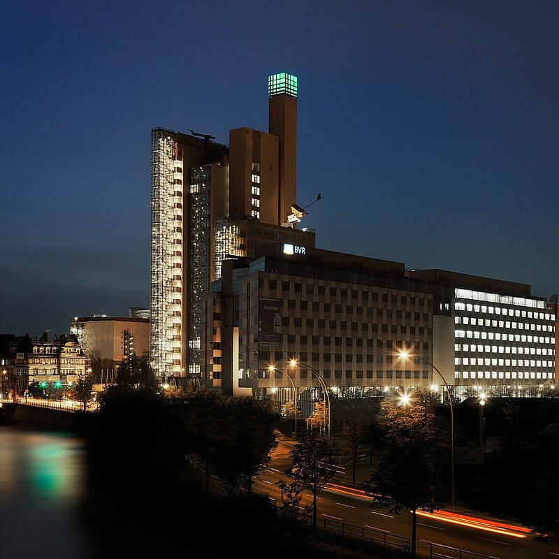 Pfizer headquarter Germany, Berlin by night 