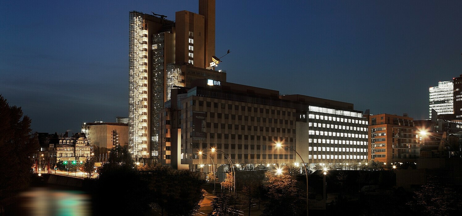 Pfizer headquarter Germany, Berlin by night 